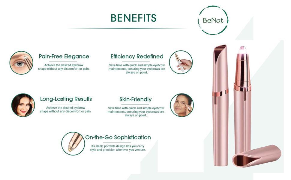 Rechargeable Eyebrow Hair Remover, Painless Eyebrow Trimmer, Stylish and Portable, Rechargeable Comfort 1 Pack White