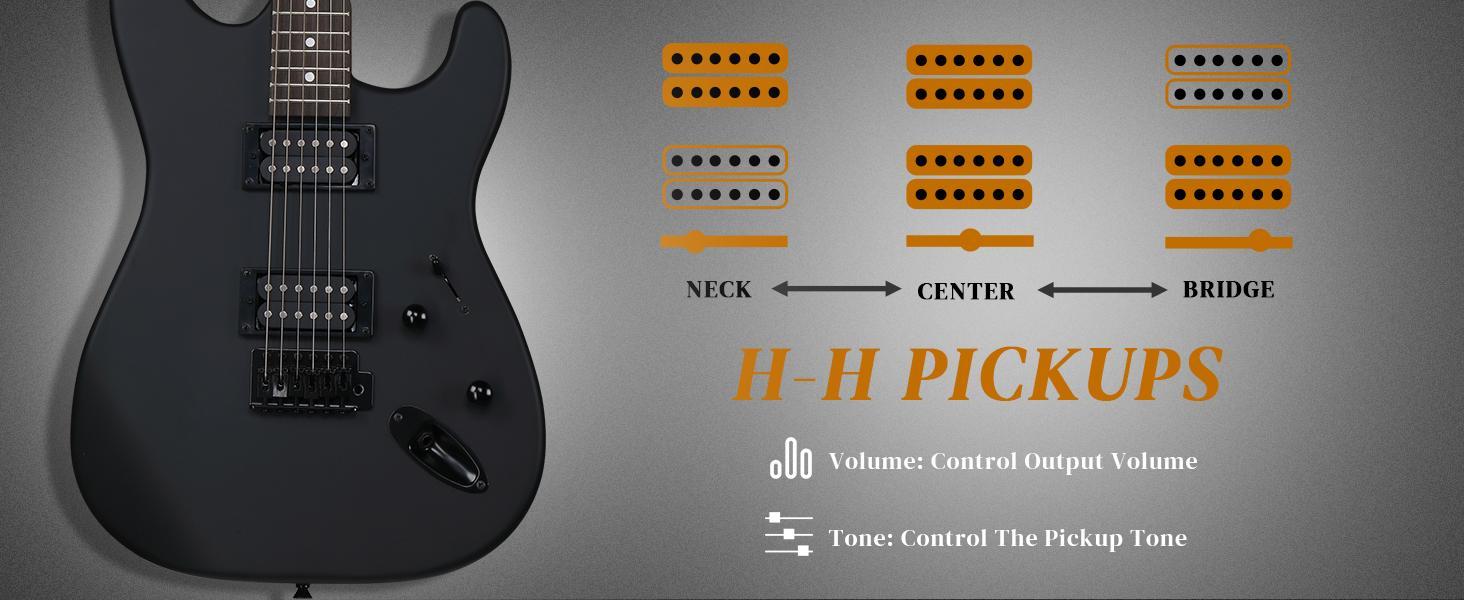 Ktaxon 39 Inch Electric Guitar, Full Size Solid Body H-H / H-S-S Pickups 6 Strings Beginner Guitar Kit With AMP, Upgrade Cable & Guitar Capo, Tremolo Arm, Gig Bag & Strap (Matte Back)