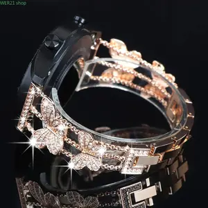 2026Women's Rhinestone Metal Watch Band for Samsung Galaxy Watch Series, Huawei Gt, Xiaomi Smartwatch, 20/22mm Butterfly Buckle Strap