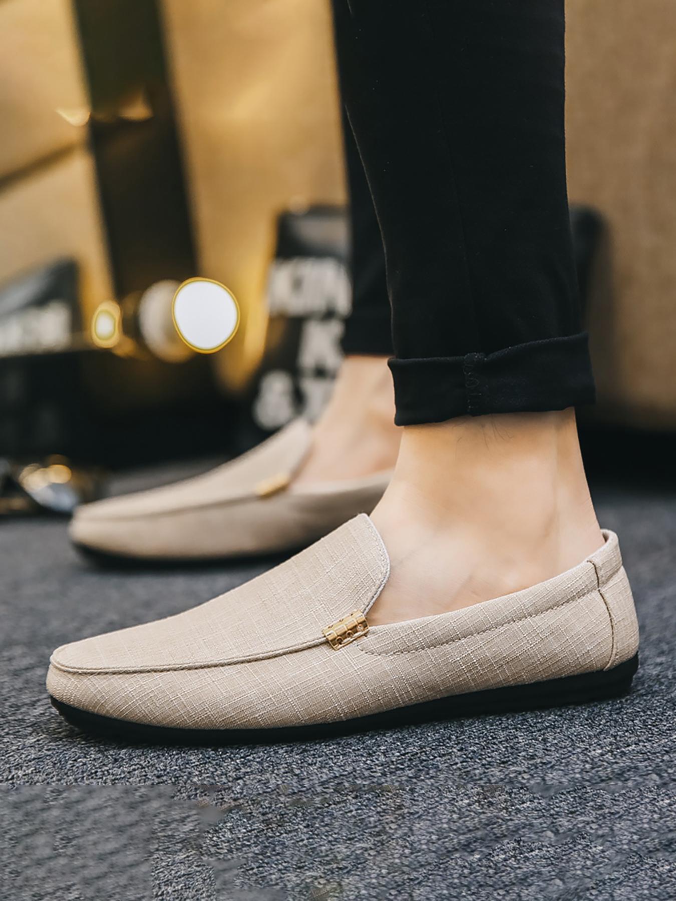 Men's Minimalist Plain Color Canvas Flat Shoes, Casual Low Top Slip-on Shoes for Men, Men's Workout Flat Shoes for Commuting, Daily Life