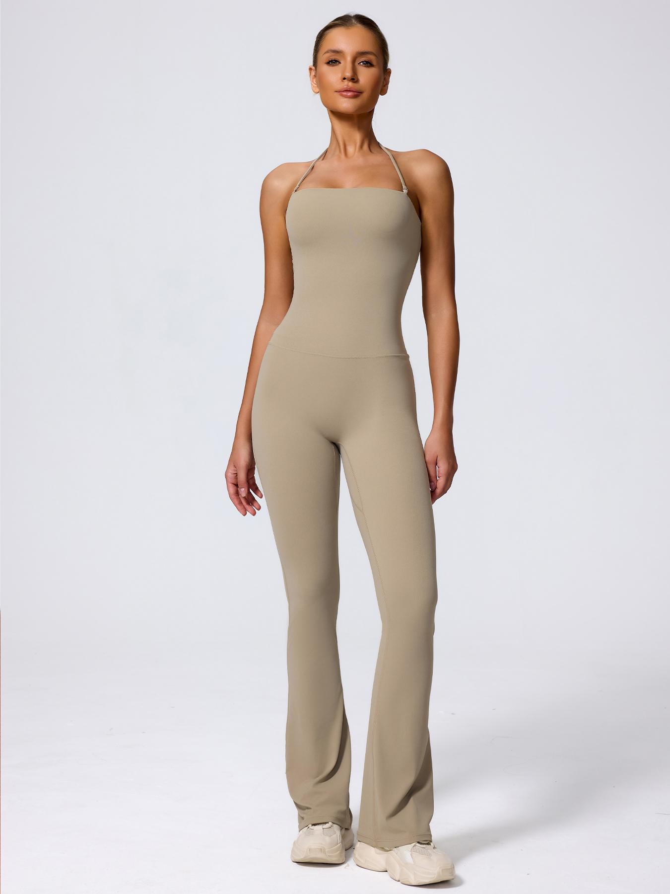 Women's Casual Sleeveless Yoga Jumpsuit, Soft Nylon Elastane Fabric No Padding Jumpsuit for Daily Wear, Outdoor Training, Gym Workouts