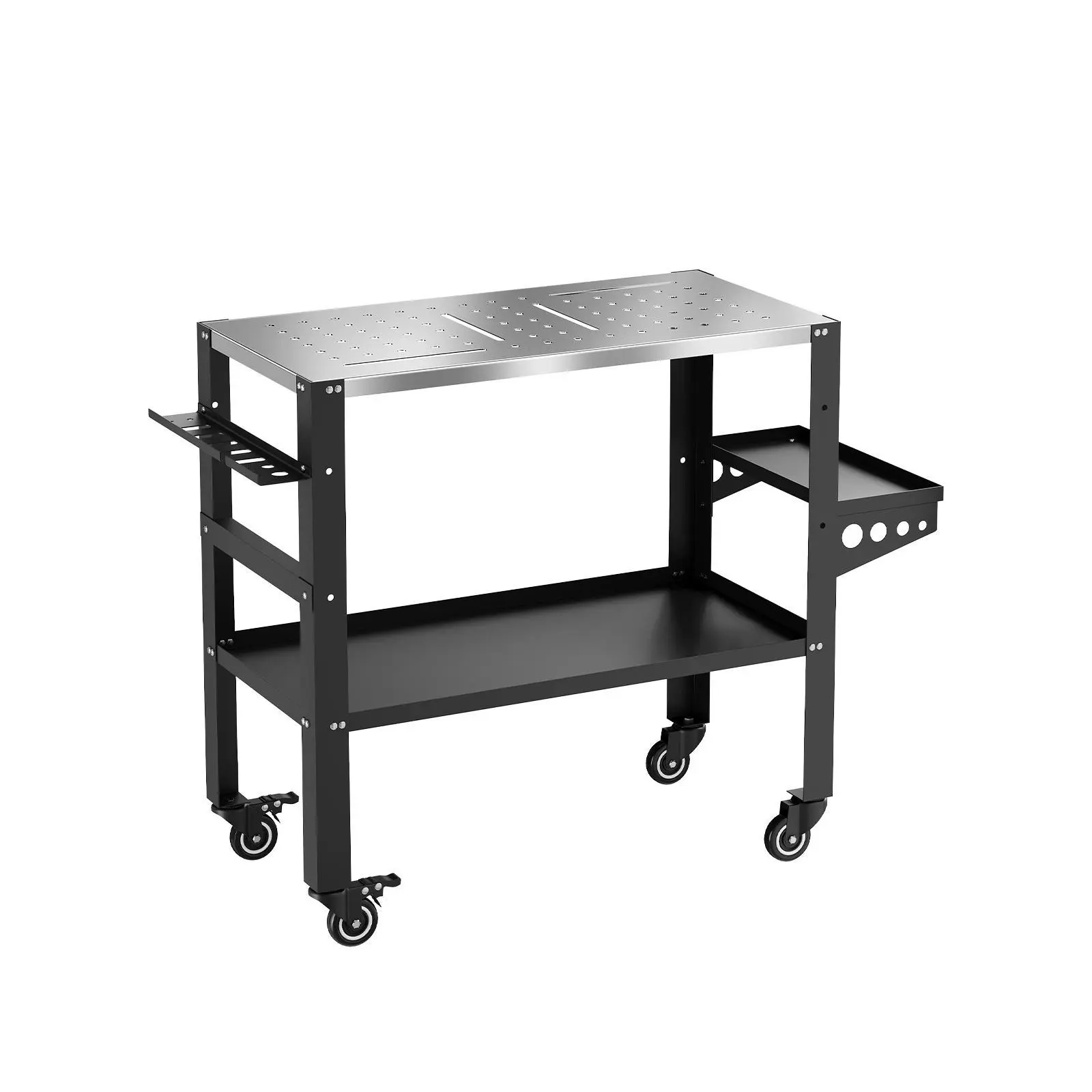 Professional Welding Table, Heavy Duty Industrial Workbench with Grid Holes for Clamps, Flat Steel Top for MIG TIG Arc Welding, Spatter Resistant, Fabrication Repair Lab Station