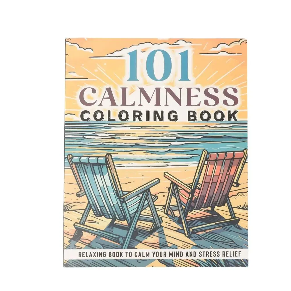 101 Calmness Adult Coloring Book, Relaxing Book for Stress Relief, Beautiful Designs of Animals, Landscape, Beach, House, Birds, Flowers