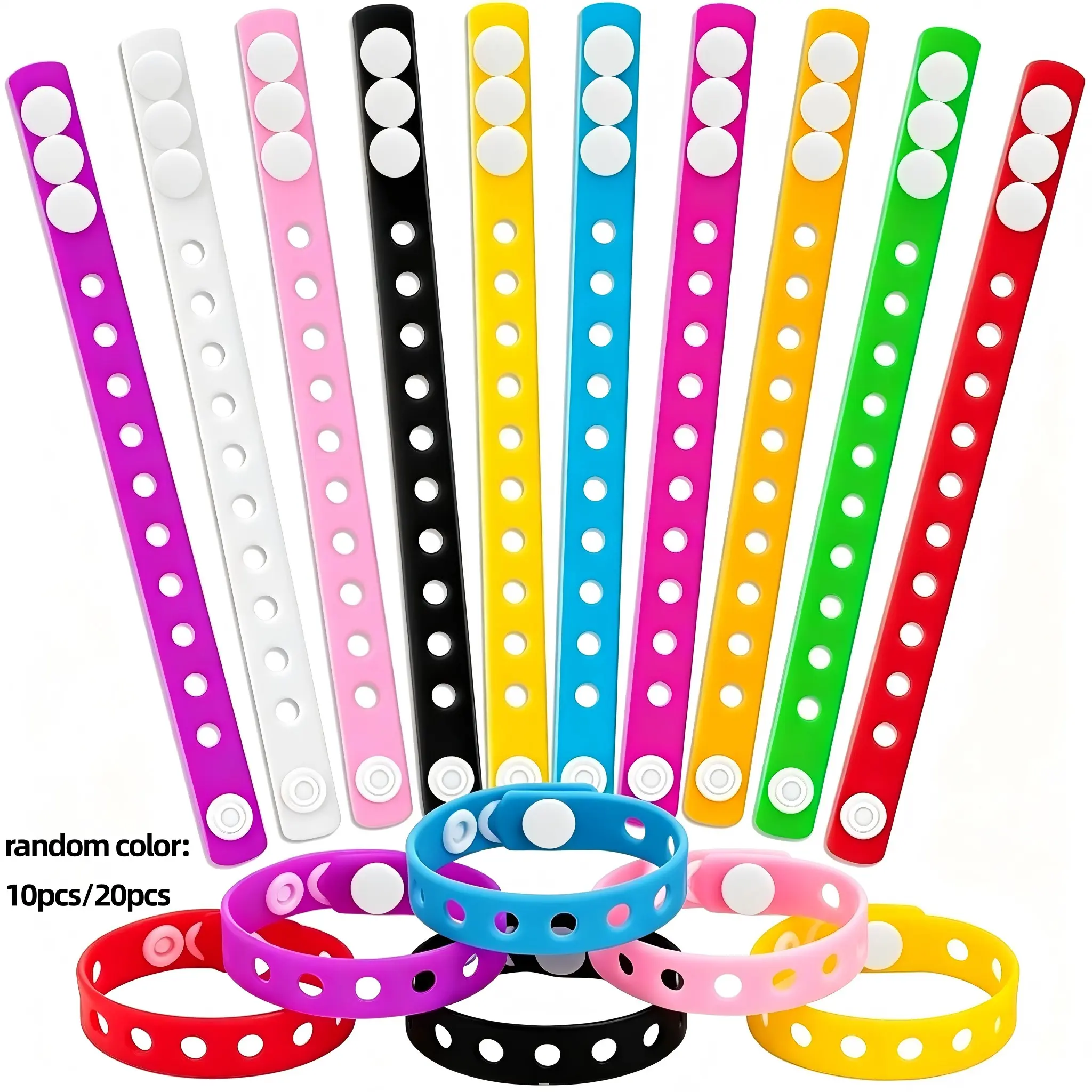10/20pcs Silicone Charm Bracelets, Adjustable 8 Inch Wristbands for Kids, DIY Party Favors, Classroom Gifts, Kid-Friendly Accessories