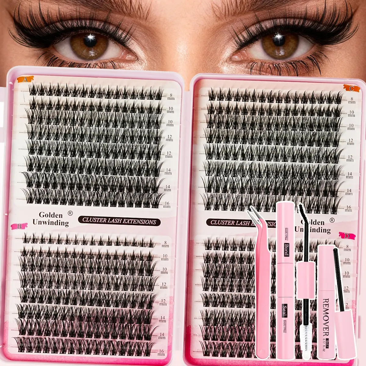 Natural Style False Eyelashes Set, Dense D Curl, Mixed Lengths, 0.07mm Thickness, Non-Toxic, Ideal for Anime and Cosplay, False Eyelashes Extension