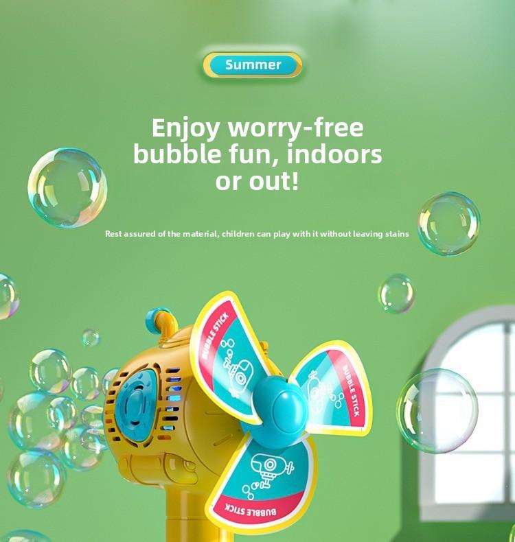 Submarine Automatic Handheld Bubble Machine with 8-Hole Turbo Blasting LED Lights & Windmill,Summer Outdoor Toys for Toddler Kids - Garden Yard Party Bubble Fun