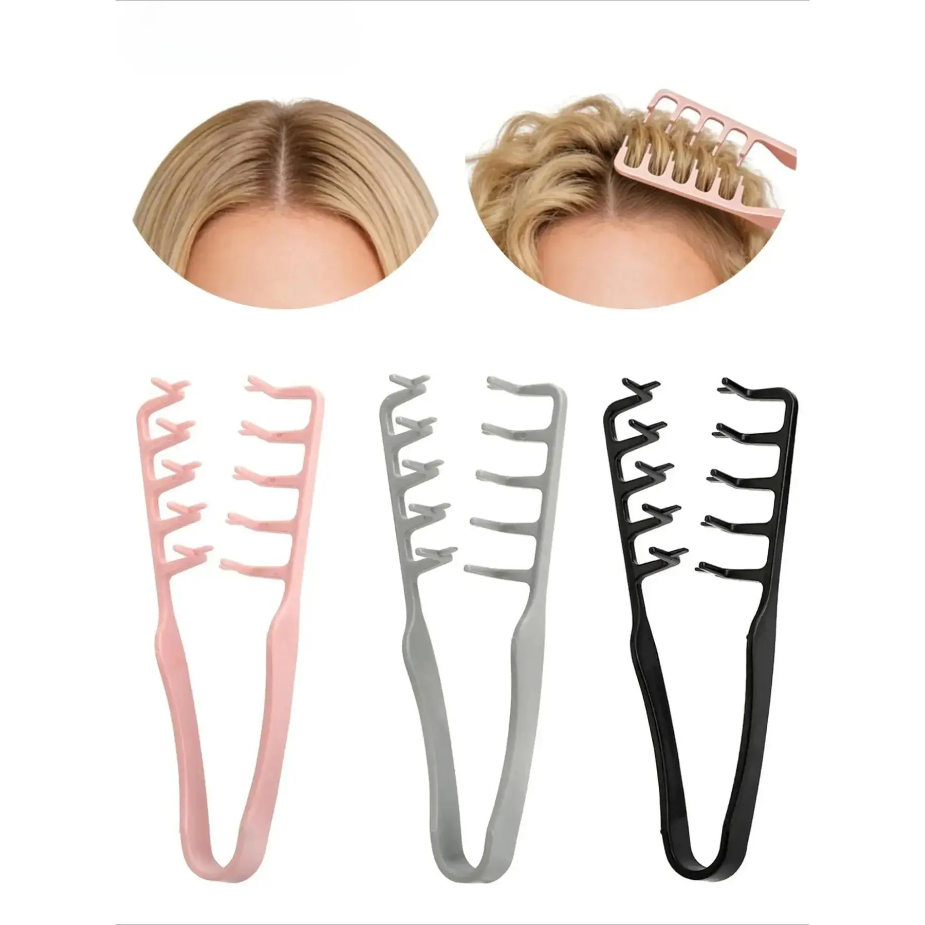 3-Piece Wide-Tooth Hair Comb Set, Practical Daily Hair Styling Tool, Creates Fluffy Root Volume, Ideal For Bangs & Hair Parting Hairstyle Shaping