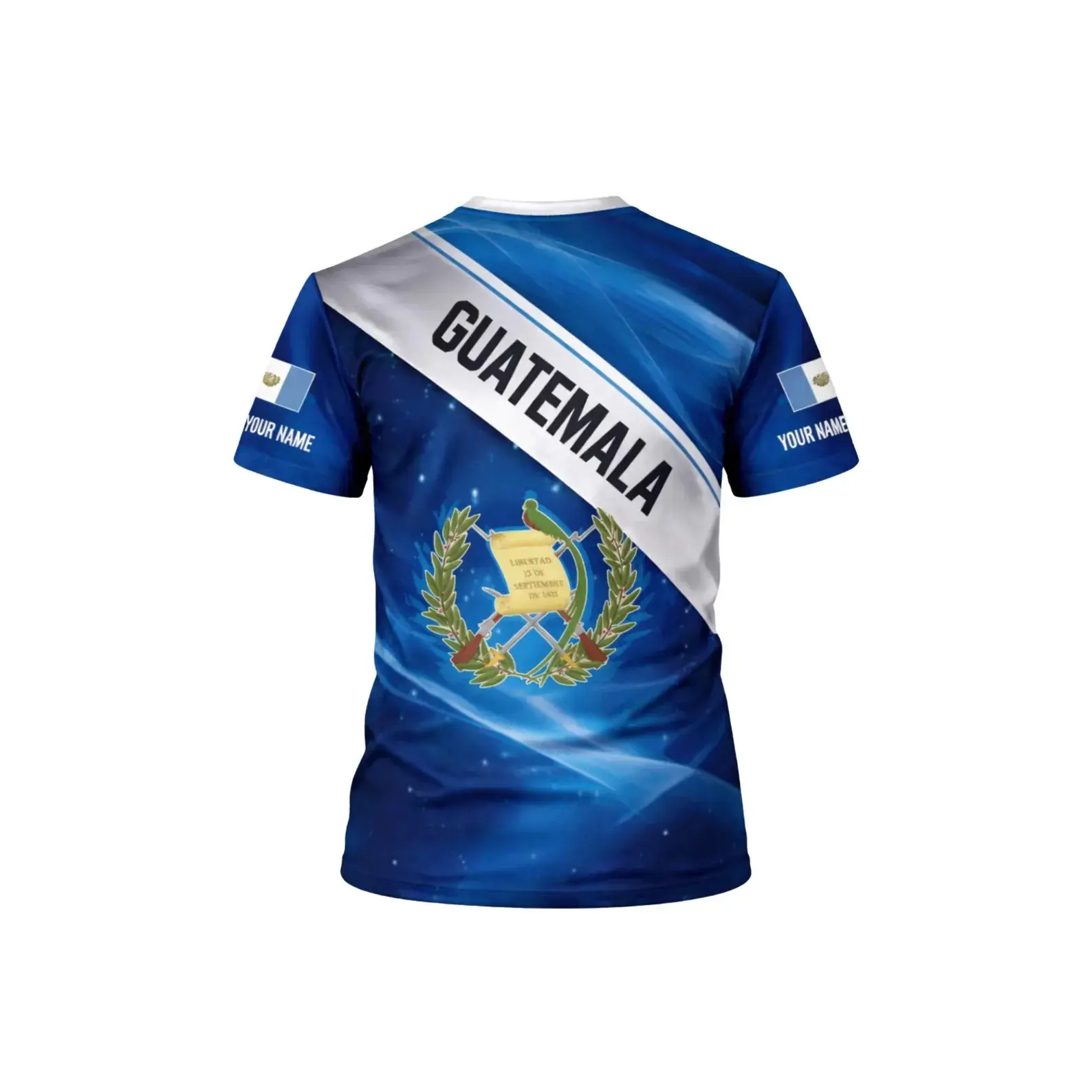 Custom Guatemala Flag T-Shirt, Quetzal Crest