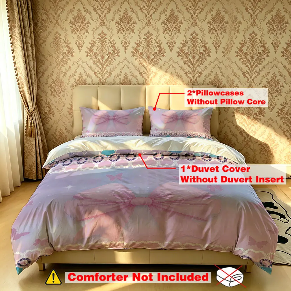 The 3-piece butterfly-themed bedding set includes one bedspread and two pillowcases. It is unpadded, soft and comfortable, and suitable for single beds and double beds, making it ideal for bedrooms, dormitories, and hotels.