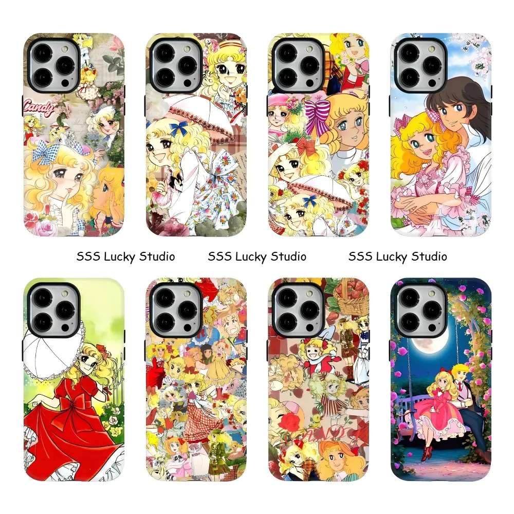 Romantic Manga Candy Candy Phone Cases For iPhone 12-17 ProMax/Pro/Plus/Air,MagSafe Shockproof Tough Glossy Double Shells Casing Accessories,Ideal Birthday Holiday Gift