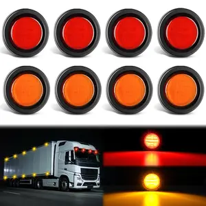 Nilight 8PCS 2.5Inch Round 13LED Car Marker Lights, Red-Amber Flush Mount with 2-Prong Plug, Grommet, Pigtail & ABS Tracker, Hardwired DOT-Compliant 12V for Trucks, Trailers (Includes 4PCS Amber)