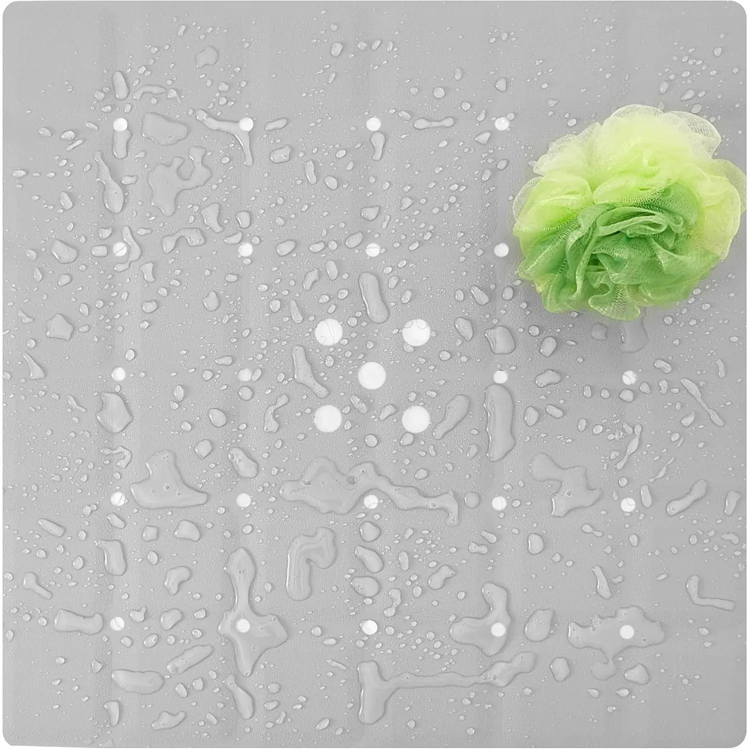 Shower Mat for Textured Surface: Silicone Non Slip Shower Mat Without Suction Cups Foldable - Square Bath Mat for Reglazed Tub Textured Shower Floor (Grey, 21x21 Inches)