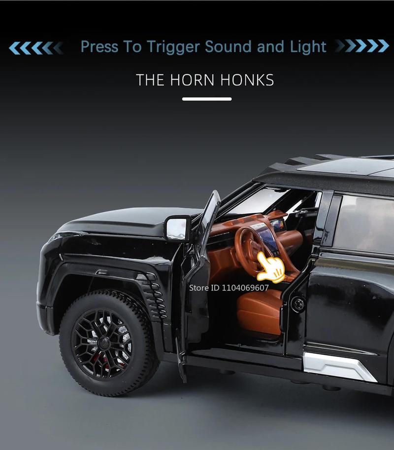 1:24 BYD Wuling U8 Model SUV Car Toy Alloy Die-cast Pull-back 6 Doors Openable Sound Light Off-road Vehicle Boy Gift