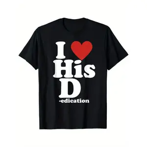 Funny Matching Couple Short-Sleeve T-Shirts, "I Love His D-" and "I Love Her P-" Designs, Shortsleeve