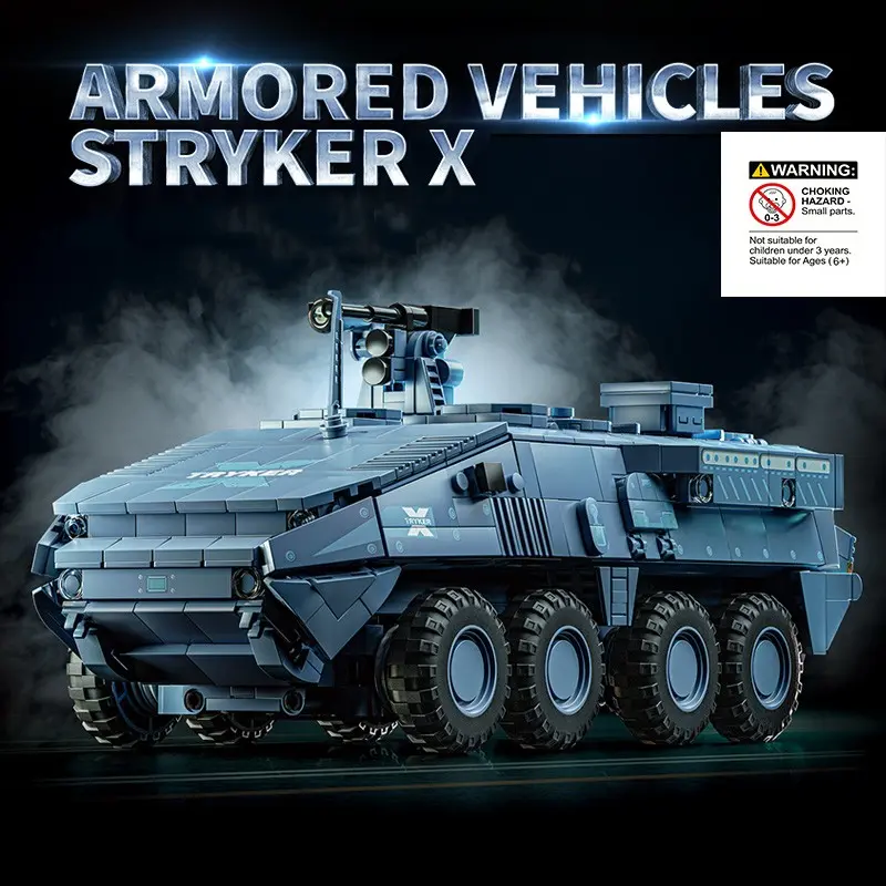 Striker X Armored Vehicle Building Set, 360 Degree Rotating Cab, Openable Rear Door, High Difficulty Abs Plastic Model Toy Gift
