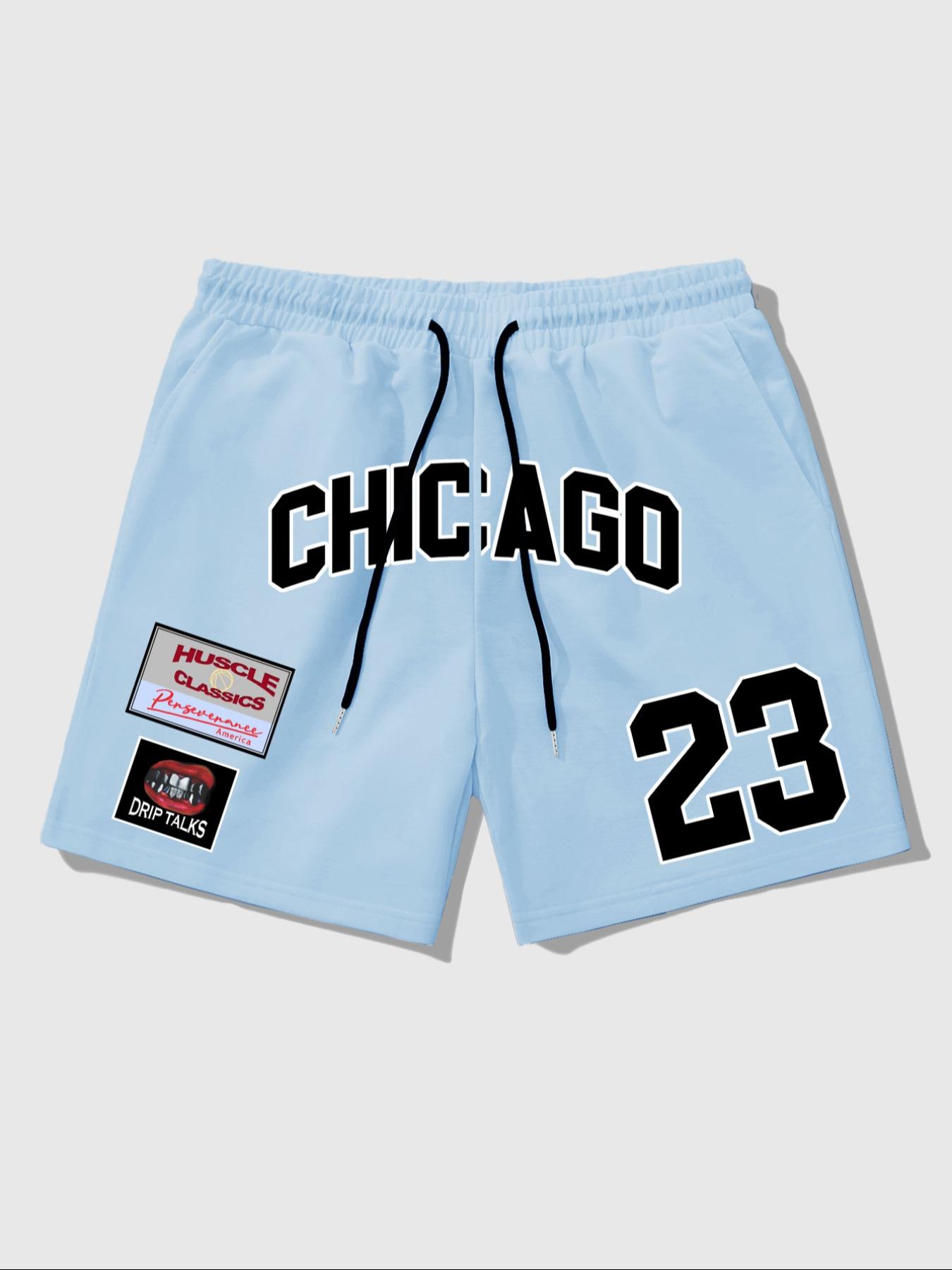 Men's Fashion Casual Cool Breathable Gym Shorts, Fitted Long Regular Fit, Elastic Waist, Street Style H Type Graphic Pants