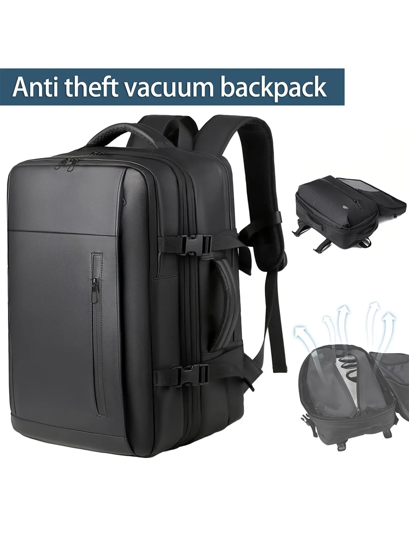 Men's Business Backpack, Vacuum Compressible, Large Capacity, Password Lock, Expandable, Dry Wet Separation, Fashionable, Gift Idea