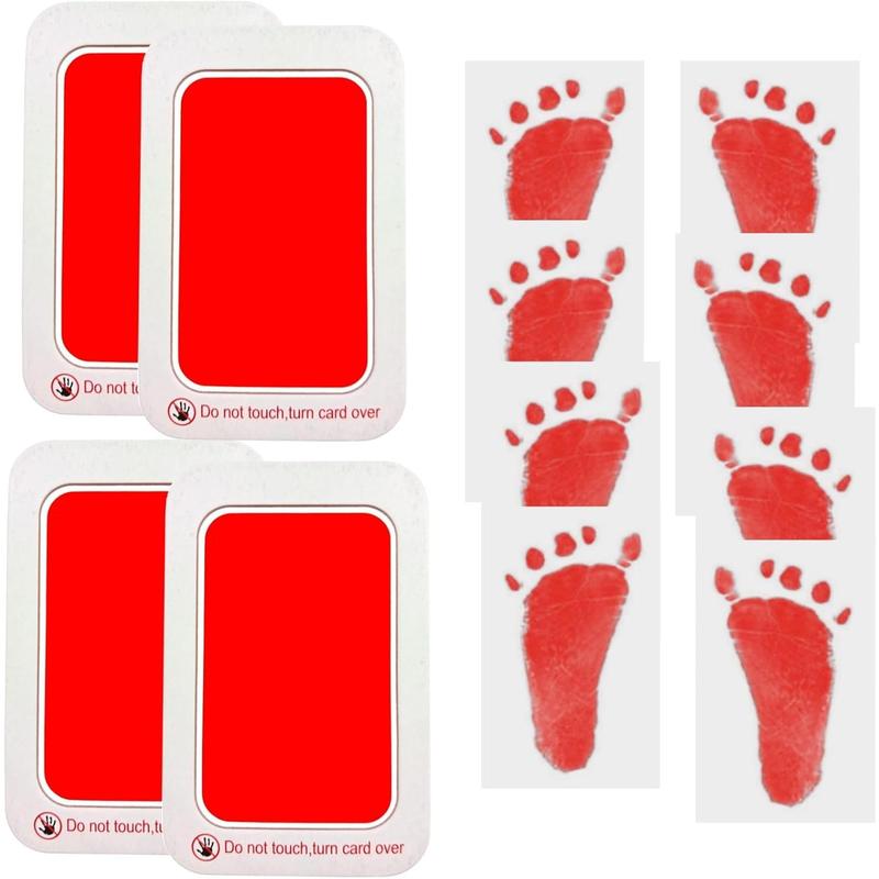 Footprint and Handprint Kit, 2 Black Inkless Print Pads + 4 Imprint Cards,  Paw Print Kit Clean Touch Ink Pad  Keepsake  for  and Pets Printing Touch Imprints