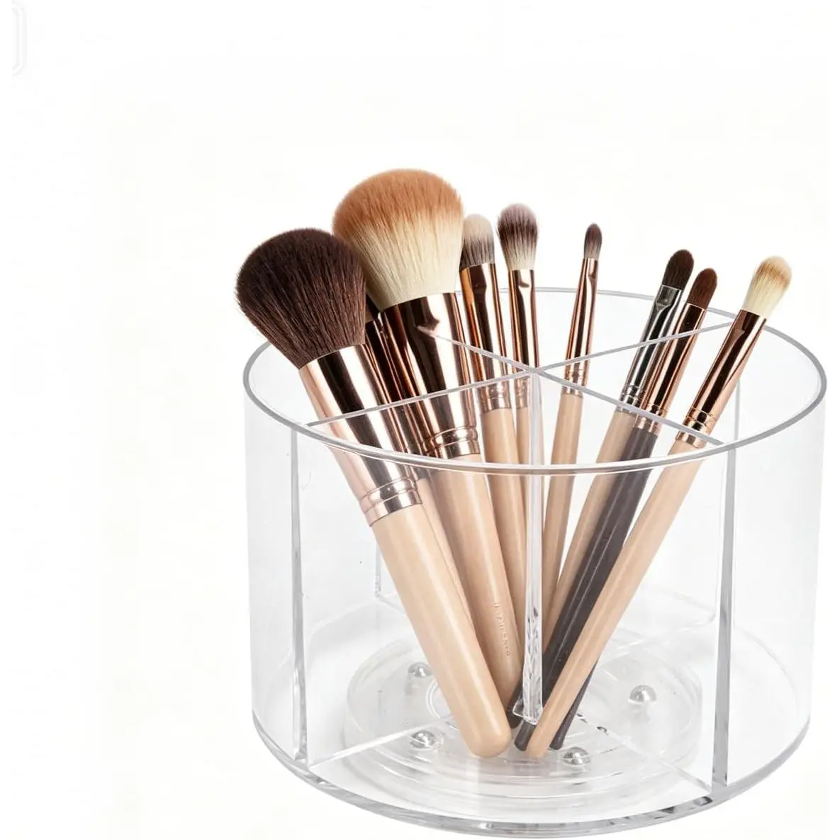 Makeup Brush Holder, Clear Rotating Makeup Brush Holder Organizer, Make up Brush Stand with 4 Slots for  Desk Countertop