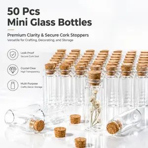 50 Pieces Mini Glass Bottles Set With Cork Stoppers For Crafts Decor And Small Item Storage