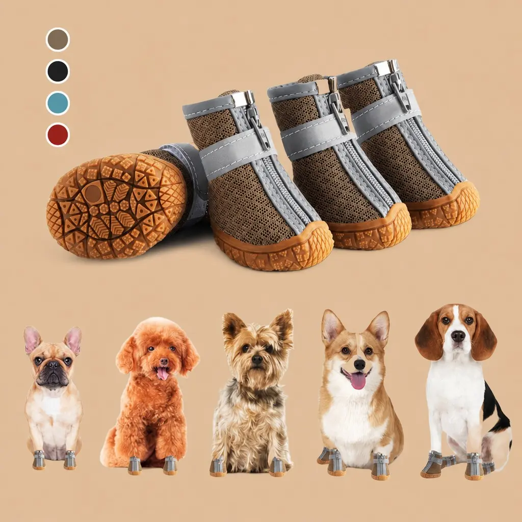 4 Pcs Waterproof Design Pet Dog Shoes, Anti-Slip Warm Durable, Chihuahua Rain Boots for Small to Medium Dogs, Outdoor Daily Wear, Indoor Outdoor Use