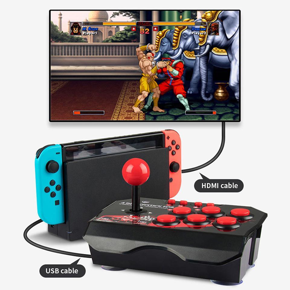 GAMINJA NS002 4 in 1 Retro Arcade Console Game Joystick, Rocker Fighting Controller, Wired Game Controller, Console Accessories for Nintendo Switch PS3 PC Android TV