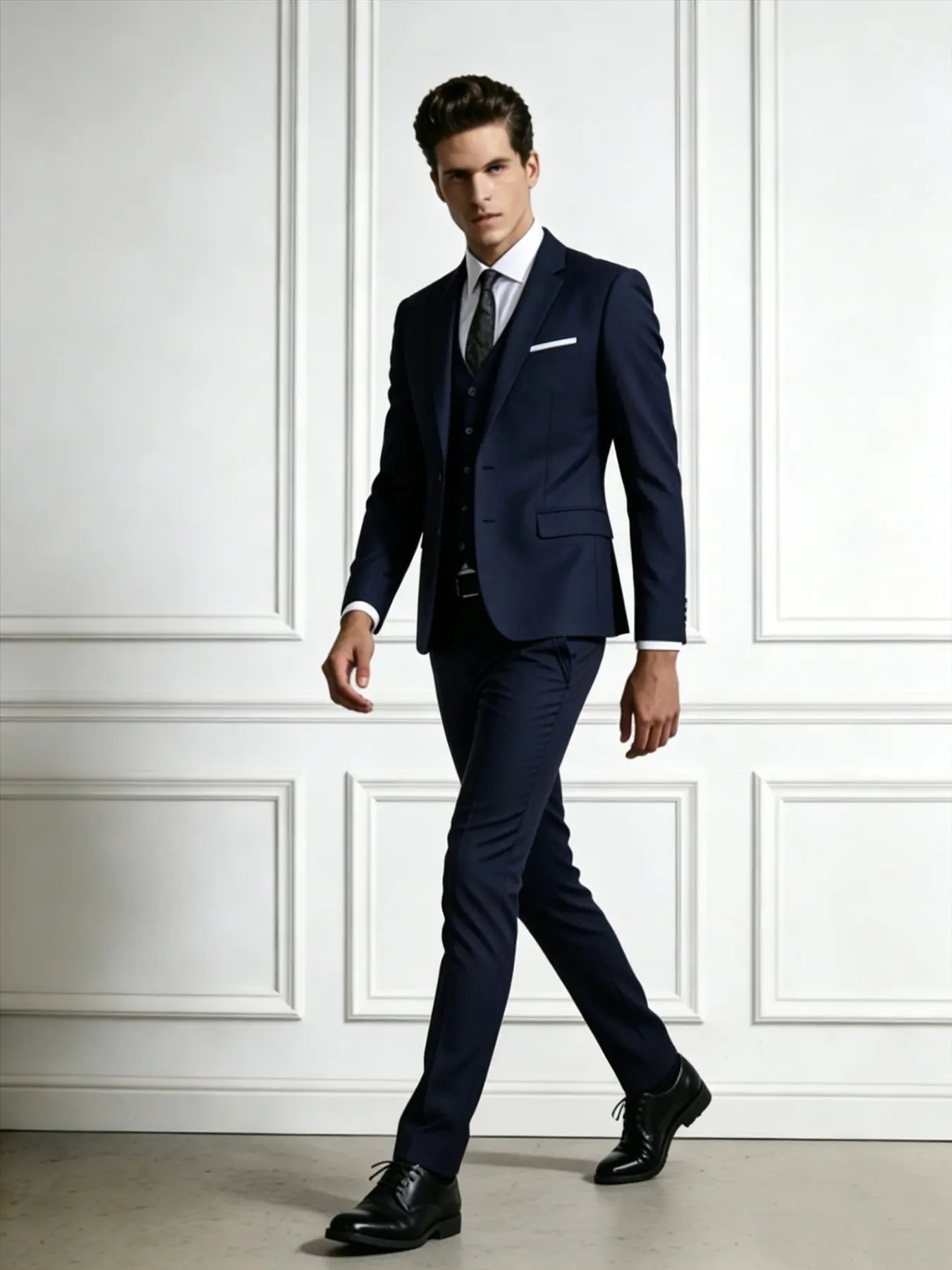 High-End Business Suit Set, Slim-Fit H-Type Silhouette, Plain Long Sleeve Blazer & Pants, Ideal for Business Events, Formal Wear
