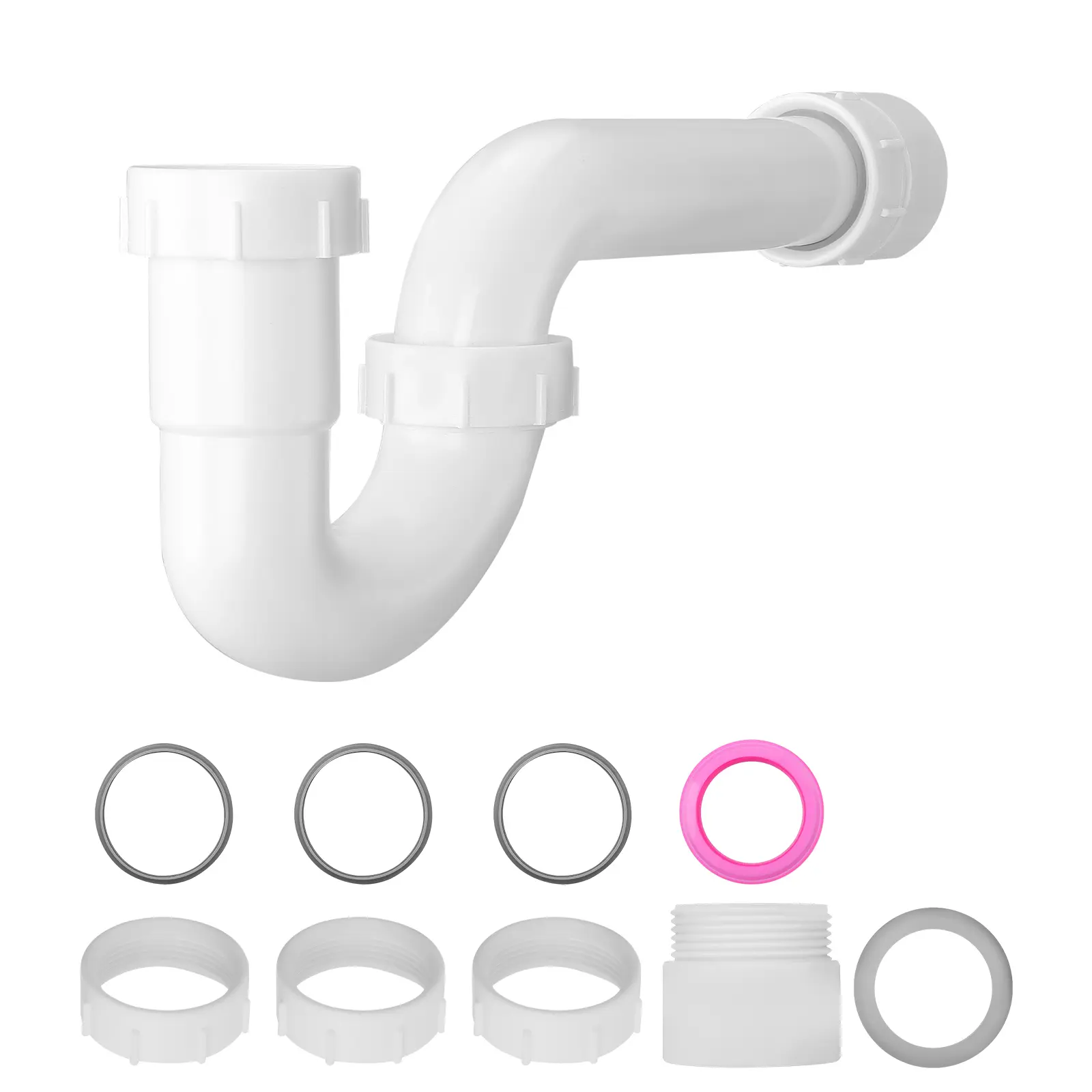 P-Trap, PP Plastic Pipe Basin Waste Kit, Easy Installation, For Kitchen Bathroom Sewer Drain
