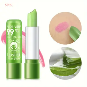 5 pack aloe moisturizing and color changing lipstick Autumn and winter daily lip care tool warm color changing lipstick