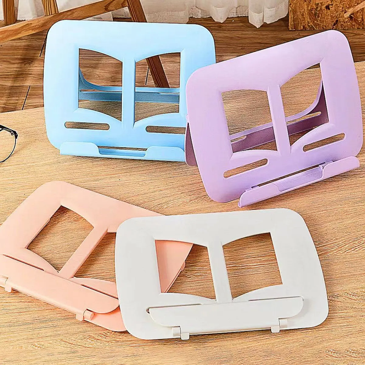 Foldable Desktop Book Holder, Lightweight & Adjustable, Compatible with Books, Tablets, Phones, Essential for Dorm Rooms, School Study Aid