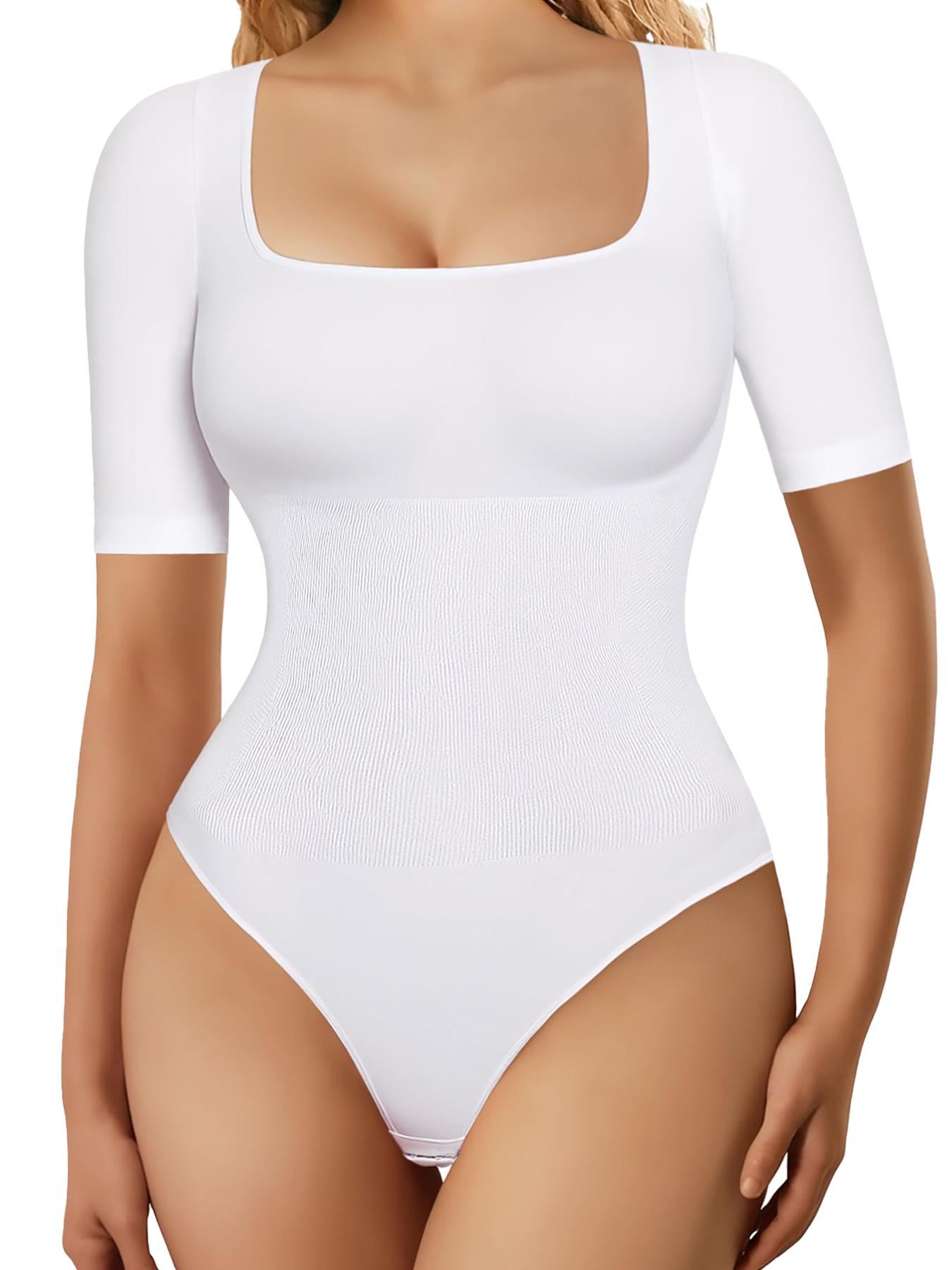 Women's Shapewear Bodysuit High Waisted Shaper Short Sleeve Top, Seamless High Elasticity Waist and Abdomen Sculpting, Breathable Lightweight Fabric