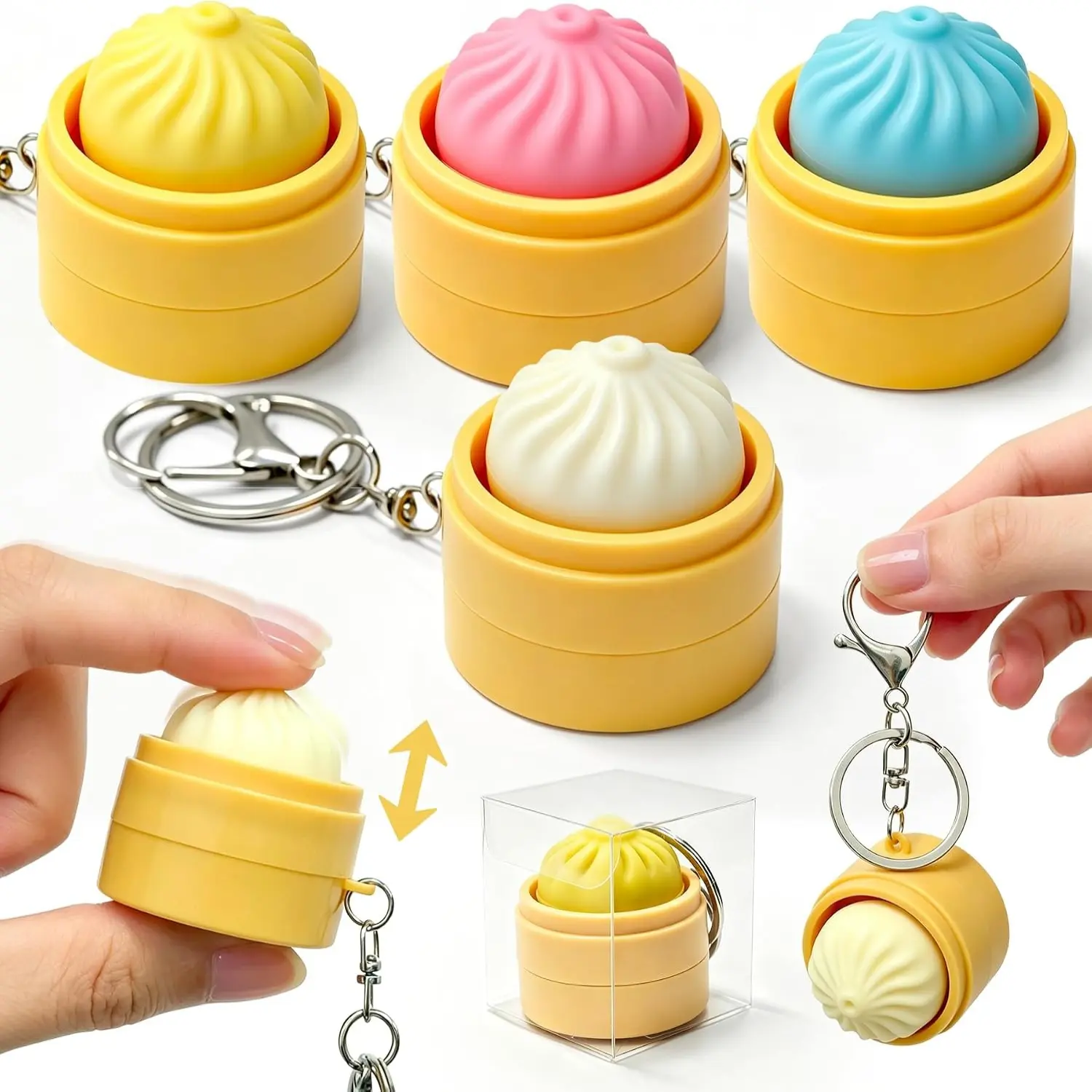 4 PCS Keyboard Fidget Toy–Crisp Sound, Stress Relief Cute Fidget Clicker Keychain,Anxiety Toys for Adults at Work,Travel, Home–Anxiety Relief & Focus Boost