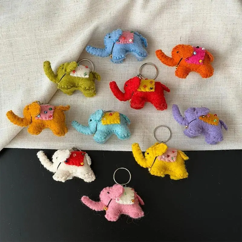 Small Elephant Series Handmake Wool Felt Keychain Cute Elephant Keychains For Bag Pendant Funny Elephant Doll Keyrings Wholesale