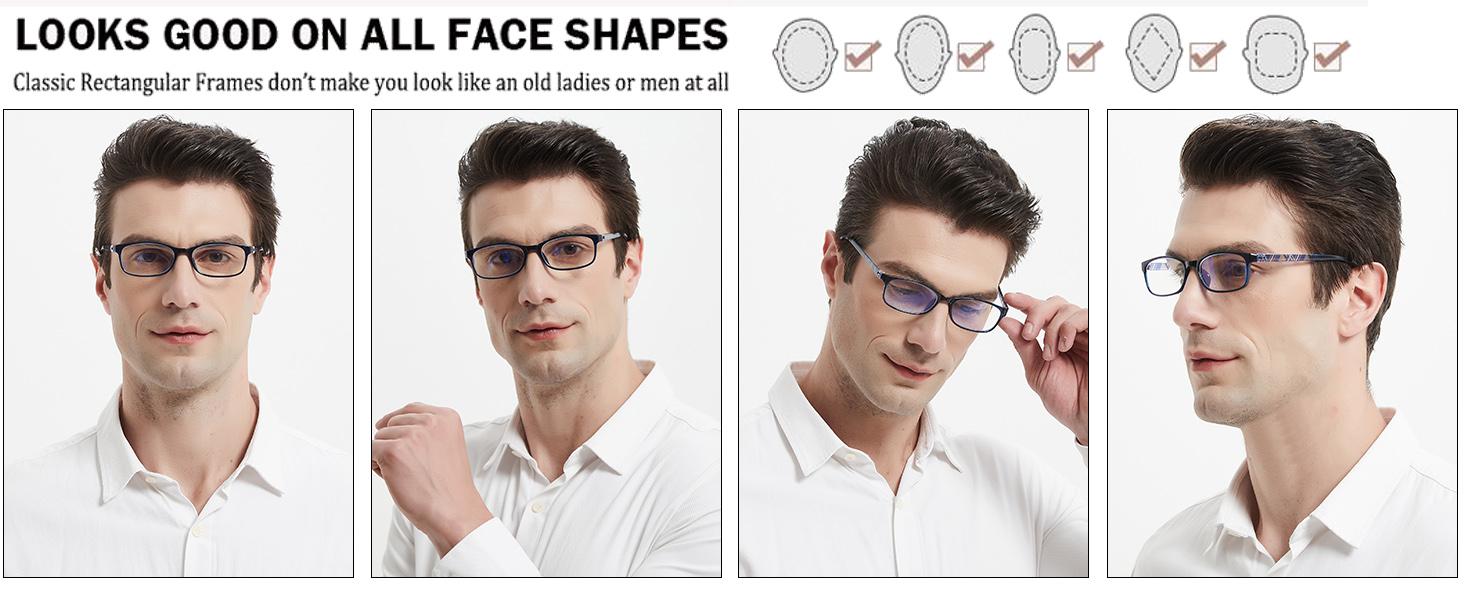 Blue Light Blocking Readers for Women - 2 Pair Ladies Computer Reading Glasses +1.25 Stylish Rectangular Frames Blue Ray Eyeglasses