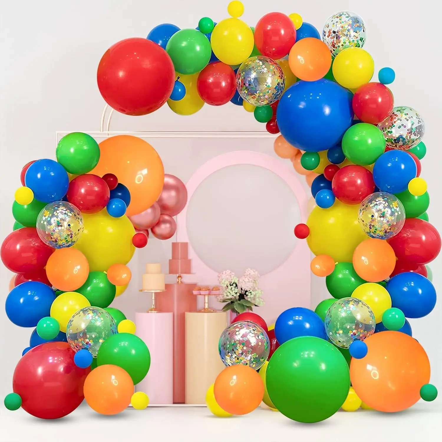 Colourful Rainbow Balloon Arch Kit, Balloon Garland for Fiesta Carnival Circus Birthday Bridal Party Wedding Anniversary DecorationsGift
