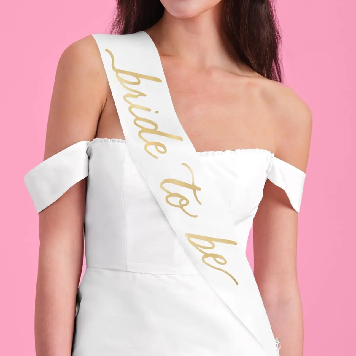 Bride to Be Satin Sash,  Foil + White | Bachelorette Wearable, Bridal Shower Accessory, Bridesmaid , Bach Party Decoration, Engagement Party Supplies