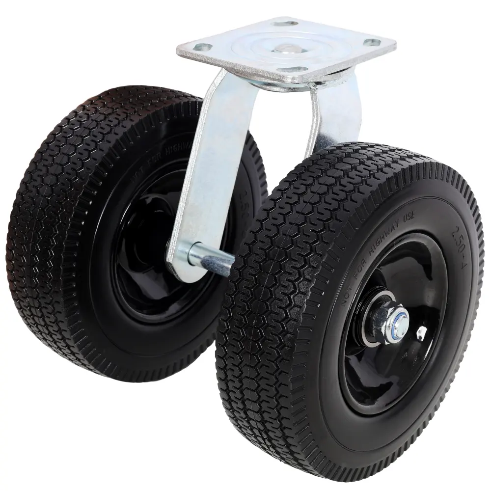 8 Inch Dual Flat Free Swivel Caster Wheels, 660 LBS Load Capacity Heavy Duty Replacement Casters