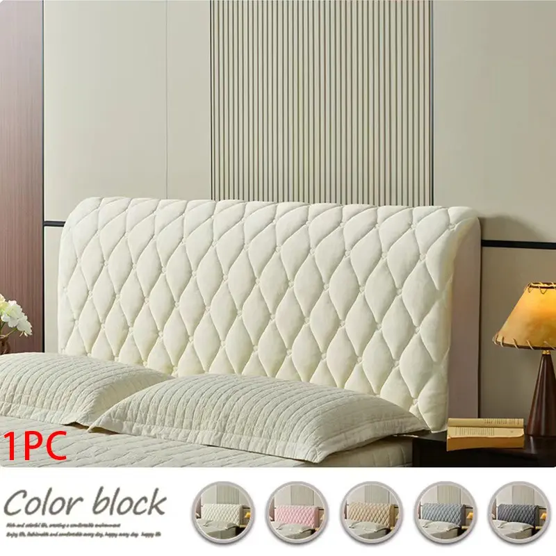 1pc Elastic Full Cover Bed Headboard Protector, Polyester Material, Anti-Collision Dustproof, Suitable for All Beds, All Seasons, Soft Comfortable