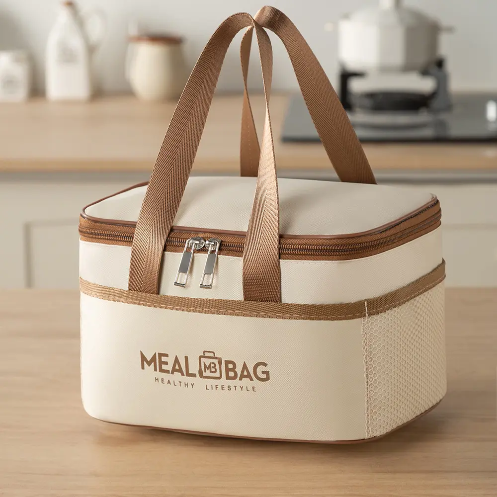 Stylish Easy Carry Lunch Bag, Thick Aluminum Foil Thermal Insulated Lunch Pouch, Large Capacity Oxford Cloth Portable Picnic Bag, Unisex Heat Preservation Handbag for Office Worker Student Outdoor Use