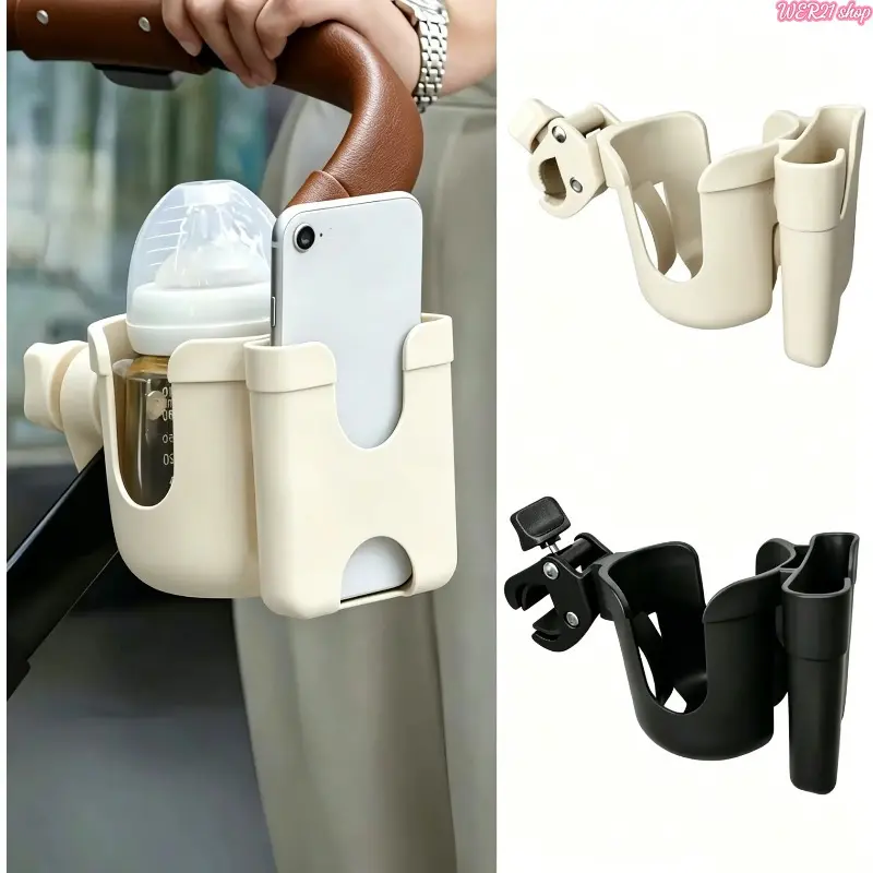 2/1 Set 2 in 1 Baby Stroller Phone Holder & Cup Holster, Multifunctional Stroller Organizer Bottle & Phone Holder, Stroller Accessories