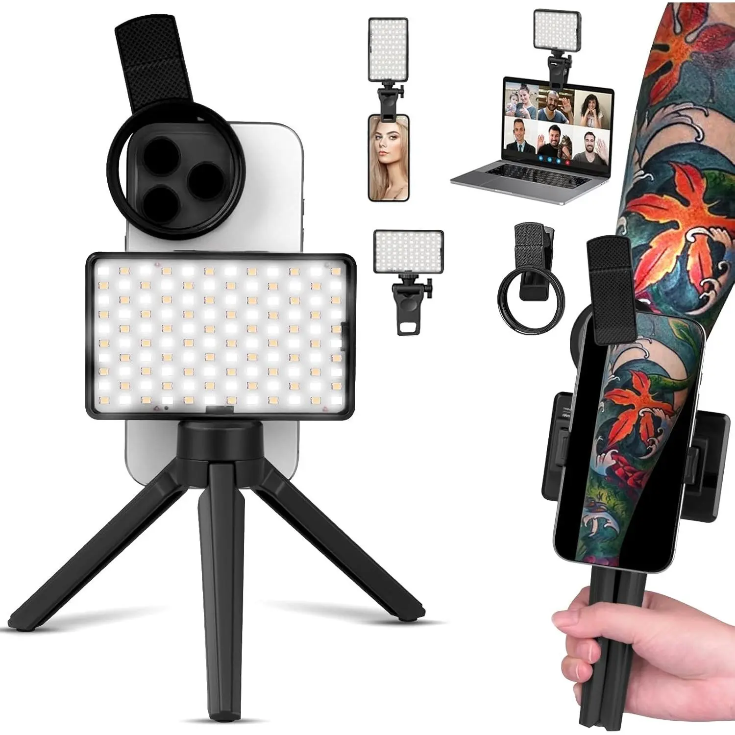 120LED Tattoo Light Kit with CPL Filter Lens, Polarized Tattoo Lighting Lamp - Remove Glare for Tattoo Work Food Photography, Compatible with iPhone, Tattoo Equipment & Supplies