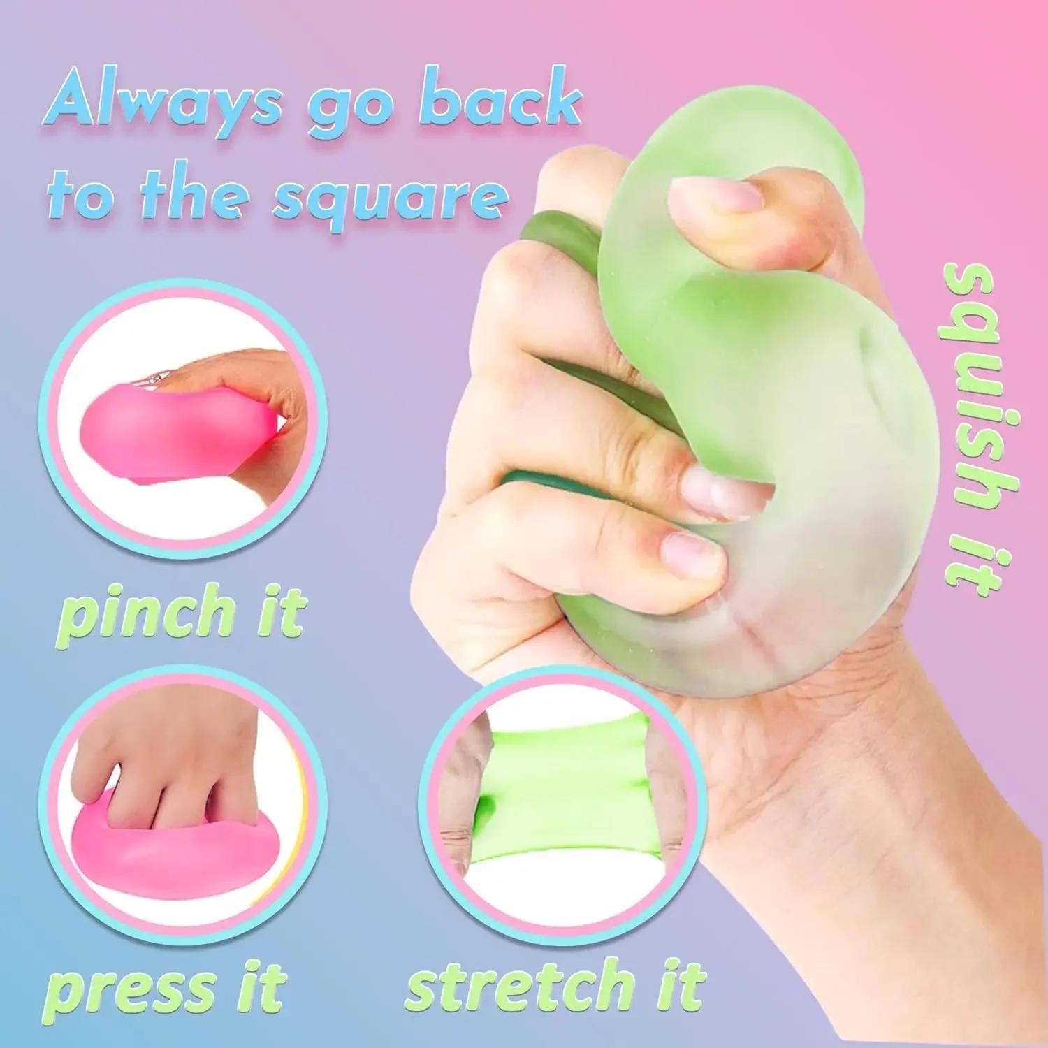 Square Ice Stress Ball Fidget Toys Stress Relief ADHD Autism Sensory Toys Soft Squishy Toys Party Favors Gifts for Kids Adults