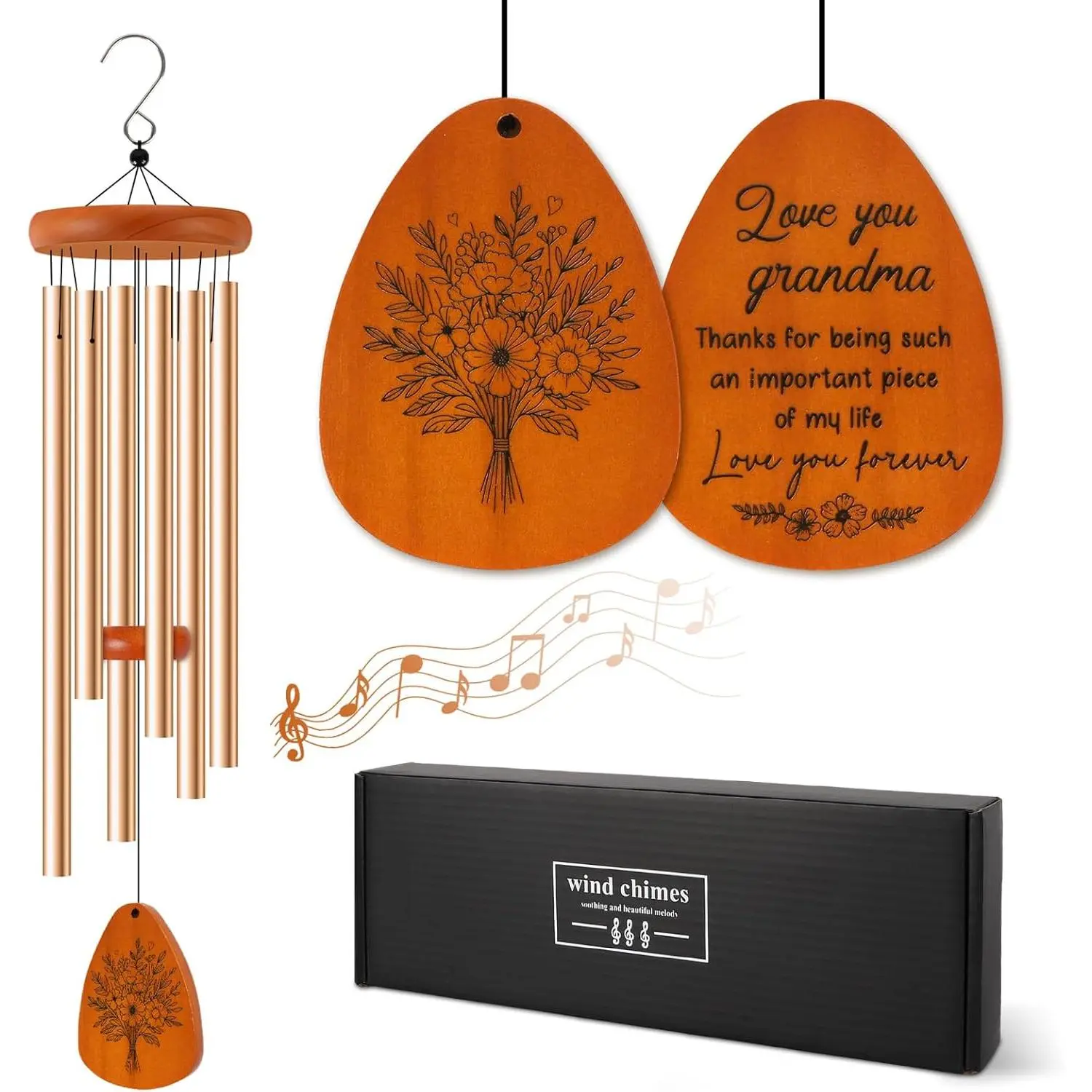 26 Inch Aluminum Wind Chime Gift for Grandma, Gift for Grandma from Grandkids on Mother's Day Birthday Thanksgiving Christmas