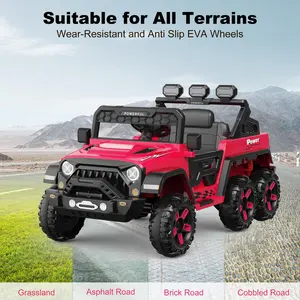 24V Ride on Car with 2.4G Remote Control | 6 Wheeler Electric Vehicle 4WD & 3 Speed | Bluetooth Music & Soft Start | Battery Powered Toy for Toddlers Ages 3-6