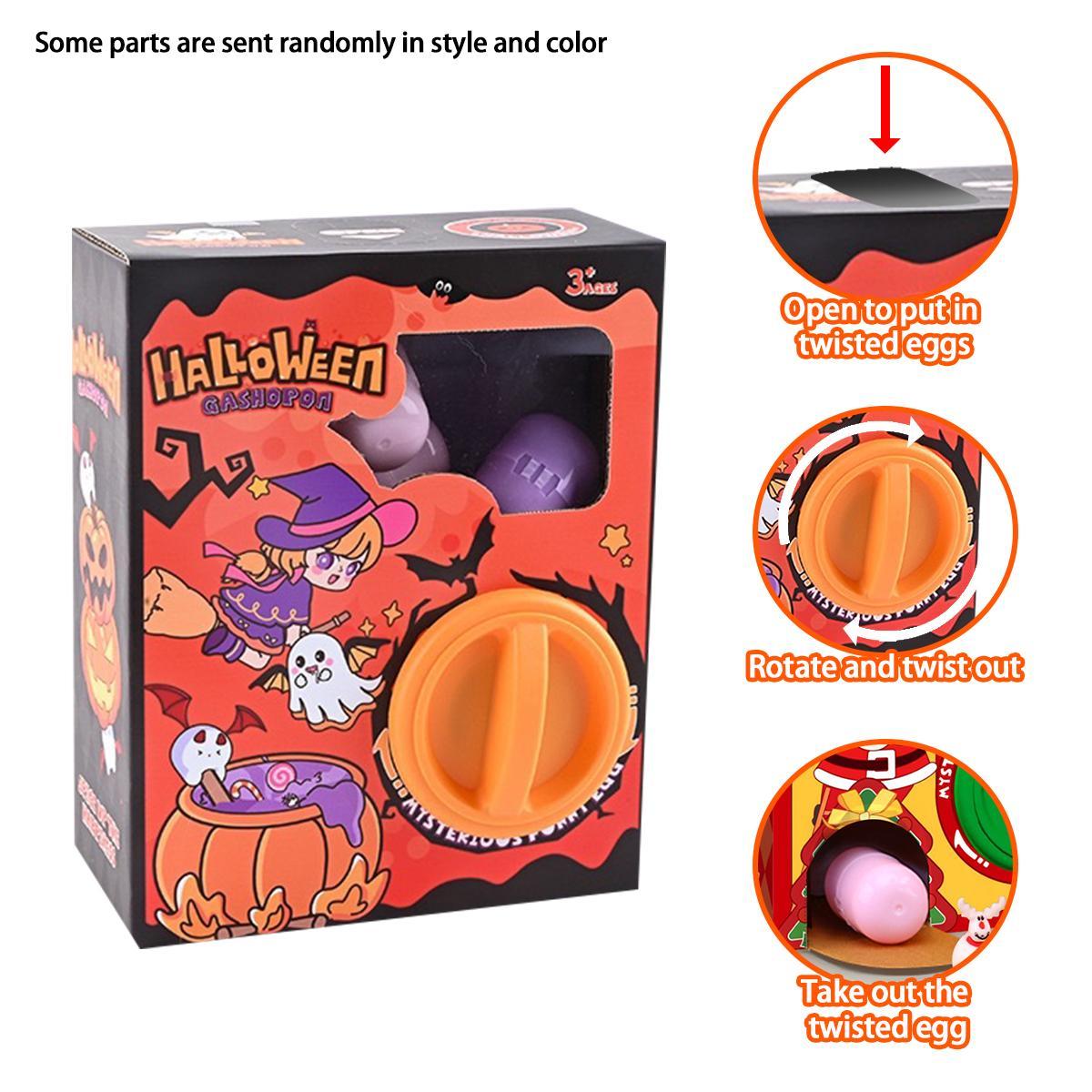 Halloween Mini Capsule Toy Machine with 6 Random Surprise Eggs, Fun Gifts for Kids Aged 3 and Up, Perfect Halloween Party Decoration