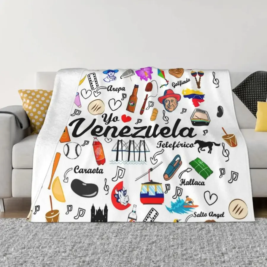 Venezuela Pride Flannel Throw Blanket, Soft Plush Blanket for Sofa Bed Couch, Travel Nap, Venezuelan Home Decor Gift