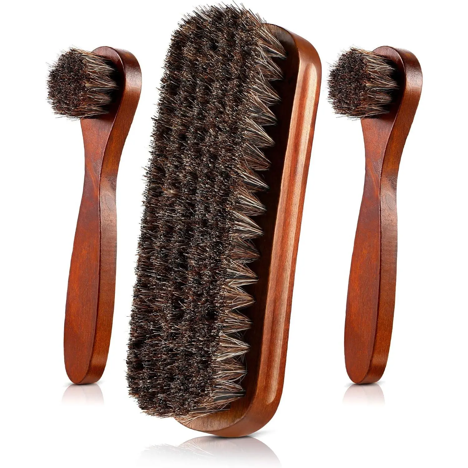 3 count Horsehair Shoes Polish Brushes Kit Leather Shoes Boots Care Clean Polish Daubers Applicators