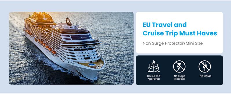 SQ-APT018 1 Pack European Travel Plug Adapter,  Foldable International Power Plug with 2 AC Outlets 3 USB Ports(2 USB C), Type C Travel Essentials Charger for US to Most of Europe EU Italy Spain France