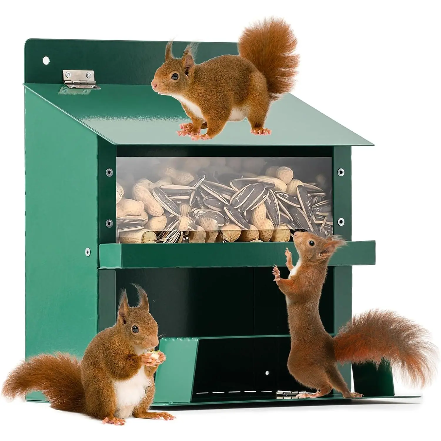 Squirrel Feeder, Metal Squirrel Feeder for Outside, Outdoors Chipmunk &Squirrel Picnic Bench Feeders Table, Easy to Install & Refill