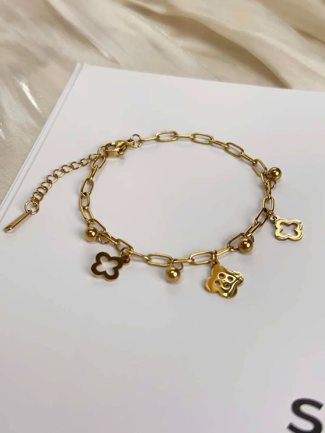 Cross Chain Titanium Steel Bracelet with Diamonds, Adjustable Length, Elegant Women's Accessory for Daily Wear, Parties, Holidays